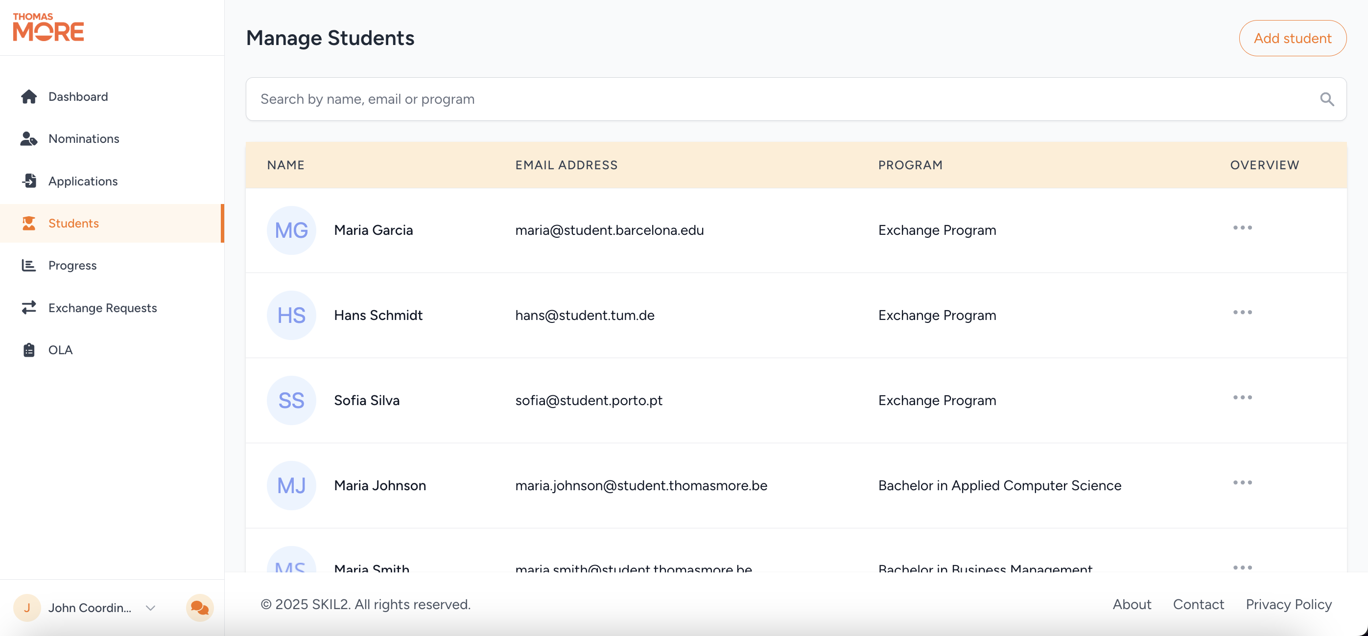 manage students